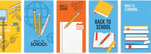 Back to School Education Supplies and Stationery Elements for Academic Learning and Study