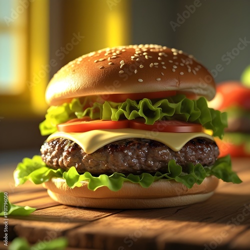 Delicious Homemade Burger with Fresh Ingredients