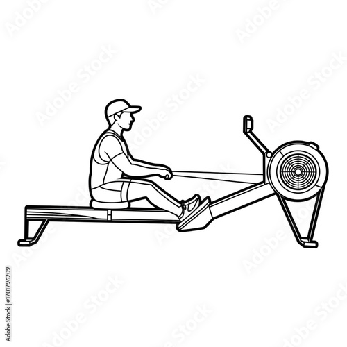 A rowing machine illustration vector style coloring page