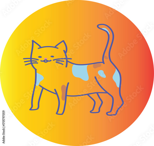 Adorable orange cat illustration with blue spots for children's books or pet store marketing