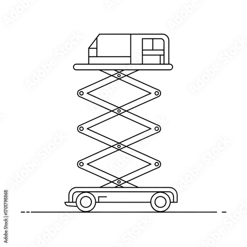 A scissor lift illustration vector style coloring page