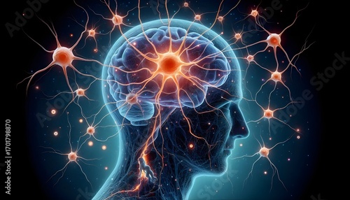 Parkinson's Disease as a progressive neurological disorder affecting body movement as neuron cells losing function in the substantia nigra section of the human brain