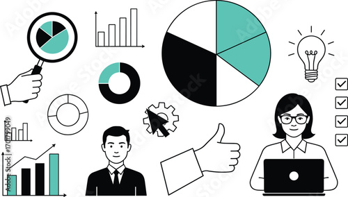 Business Growth Strategy, Financial Analysis, and Marketing Concepts Illustrated