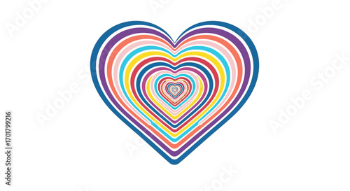 Colorful concentric heart shapes create a vibrant, abstract pattern symbolizing love and connection.