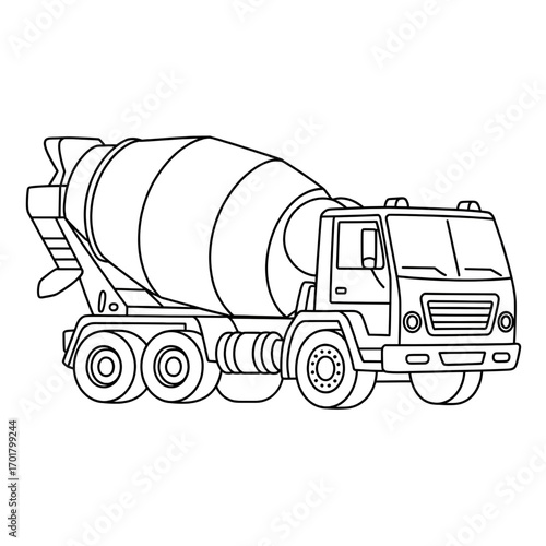 A concrete mixer truck illustration vector style coloring page