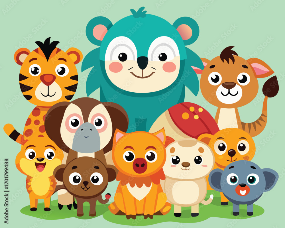 Obraz premium set of funny animals