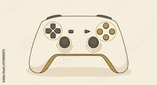 Stylized illustration of a game controller on a light beige background