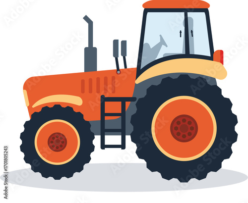 Vector Illustration of Farm Tractor – Agriculture, Farming, Rural Vehicle Design (EPS)