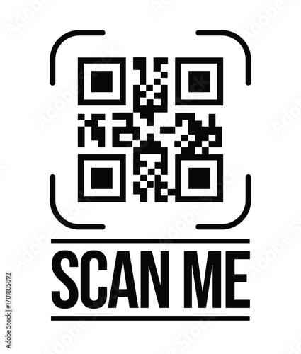 Scan QR code icon. Digital scanning qr code. QR code scan for smartphone. QR code for payment. Scan QR code symbol