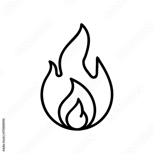 Fire icon representing flames in minimalist line art style  