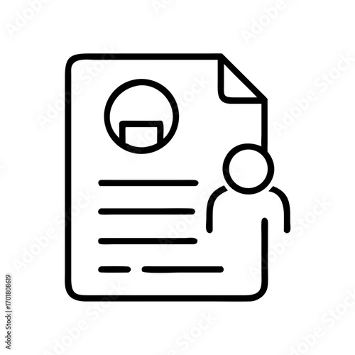 Icon of a resume with a person silhouette and contact information  