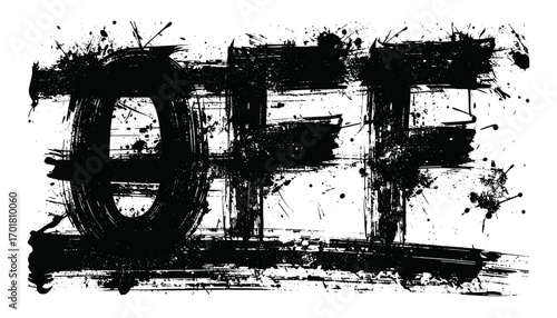 Off bold grunge paint texture, expressive black and white graffiti style with strong brush strokes and splatter for modern urban design.