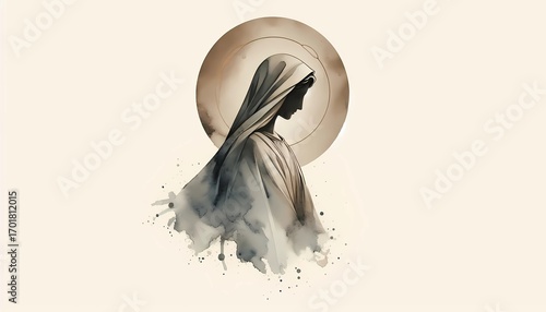 Virgin mary mother of jesus watercolor painting catholic religious artwork illustration