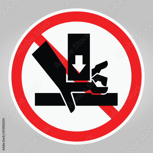 Prohibition Sign with Hand and Object for Safety Awareness Campaign