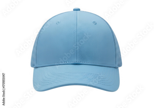 Light blue baseball cap mockup isolated on transparent background