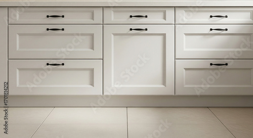 Classic White Shaker Kitchen Cabinets with Black Hardware