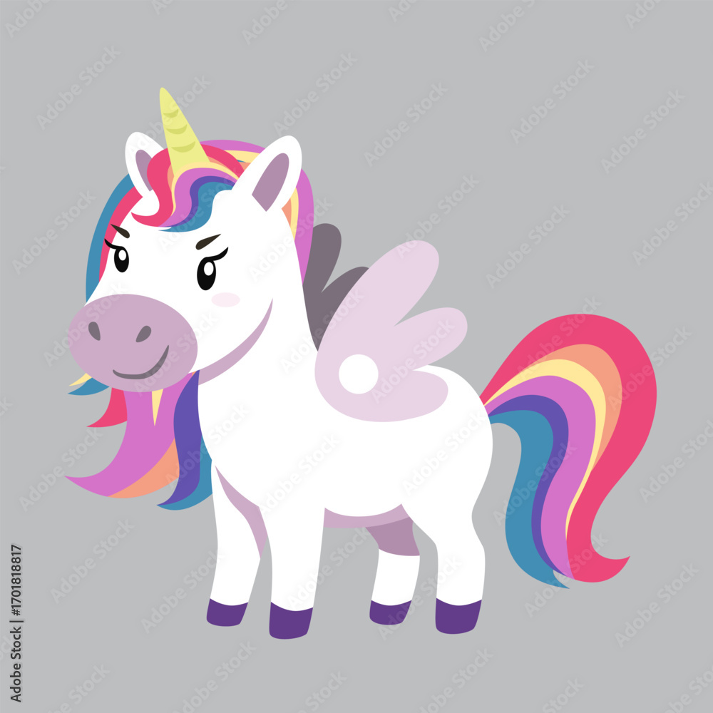 Naklejka premium beautiful unicorn is closing its legs