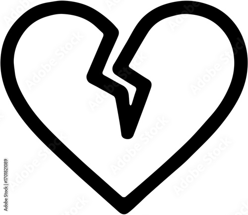 Broken Heart Icon Symbol of Emotional Pain and Relationship Issues