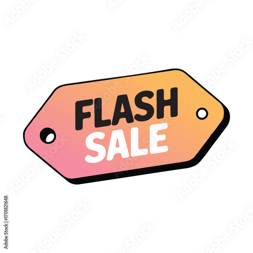 Flash sale colorful gradient tag vector. Perfect label for urgent promotion, big discount, limited offer, ecommerce event, store clearance. Editable isolated sticker design for marketing campaigns.