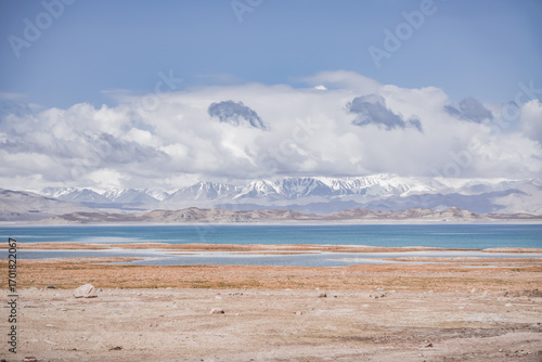 Фотография Panorama landscape of Lake Karakul in the Pamir mountains in the Tien Shan again