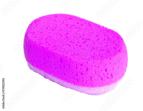 Pink cleaning sponge isolated on transparent background