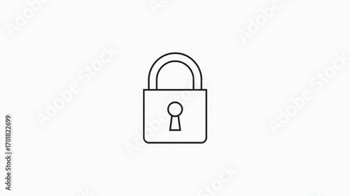 Free Download Minimalist padlock line icon representing security, privacy, and data protection. Simple vector graphic of a lock symbol on a white background - GFXLoad