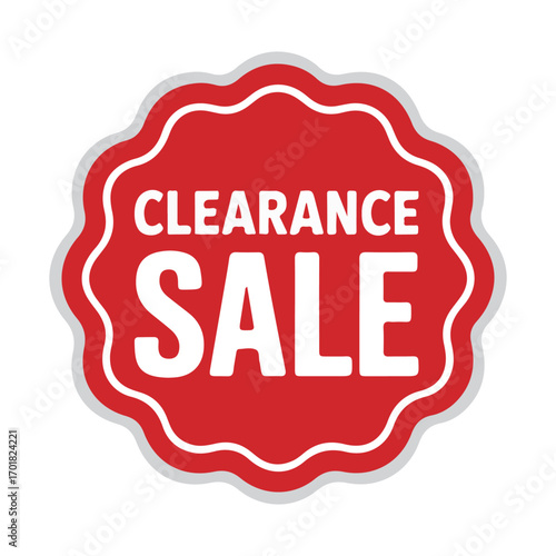 Clearance sale red scalloped badge vector. Perfect discount label for big clearance event, end of season sale, store promotion, ecommerce marketing, special offer banner, editable isolated sticker des