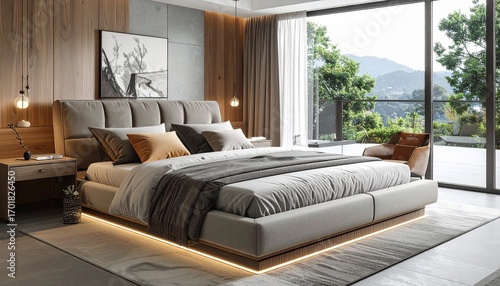 Space-saving sofa bed with retractable compartments, layered cushions, and sleek modern detailing