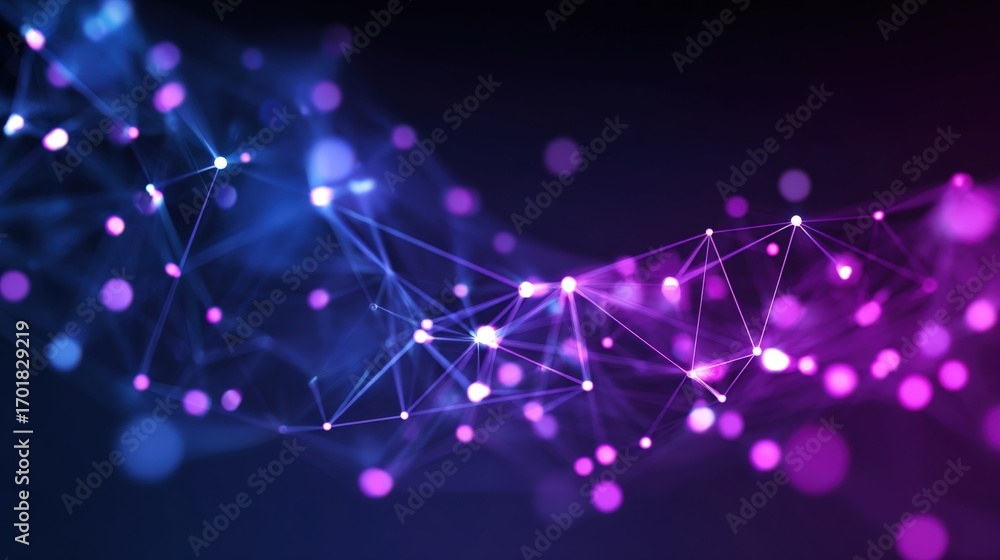 Fototapeta premium Abstract Network Connection Visual with Purple and Blue Lights for Technology and Science Projects