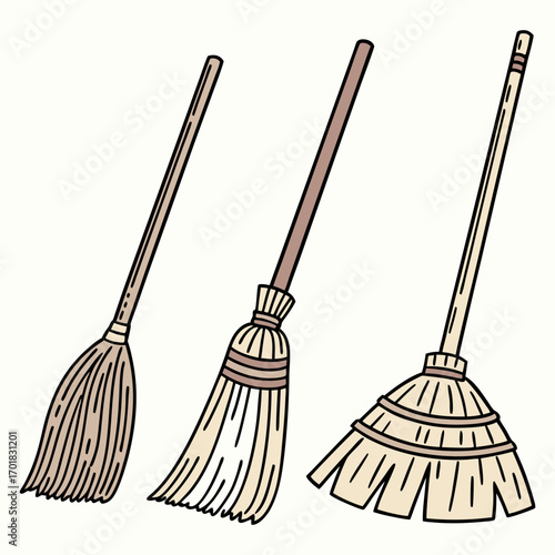 Broom Realistic Vector Illustration – Household Cleaning Tool in High-Quality Style.