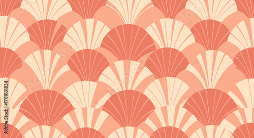 Abstract Coral Art Deco Fan Seamless Wallpaper Pattern Design