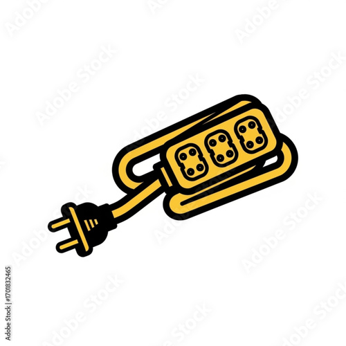 Vector art of yellow power strip with plug