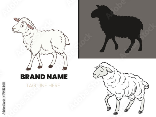 vector illustration of sheep Cute sheep grazing on white background Vector