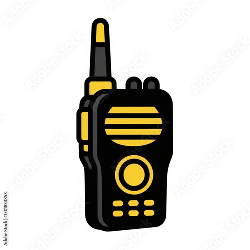 Vector art of black and yellow walkie talkie
