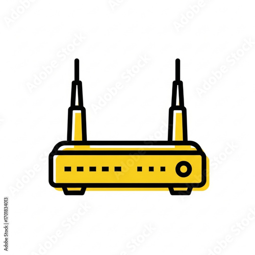 Vector art of yellow router with antennas