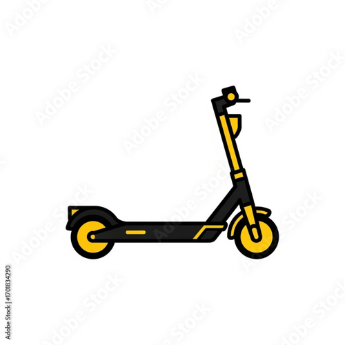 Vector art of yellow and black electric scooter
