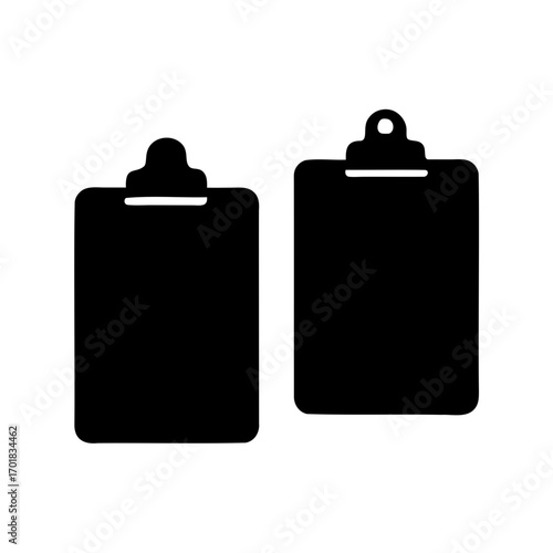Two black clipboard icons representing records and data collection activities