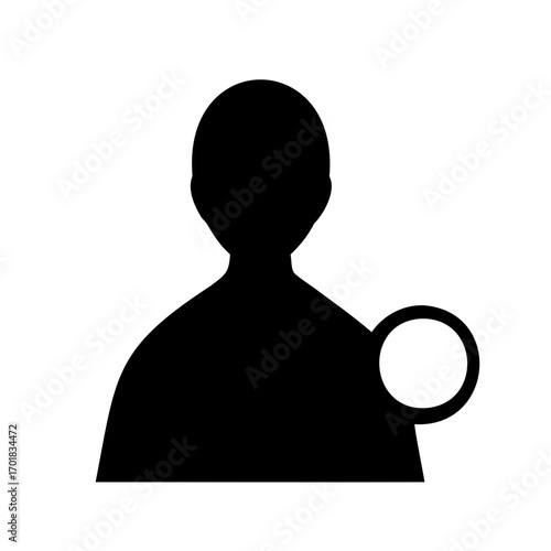 New user account creation or addition icon on white background silhouette