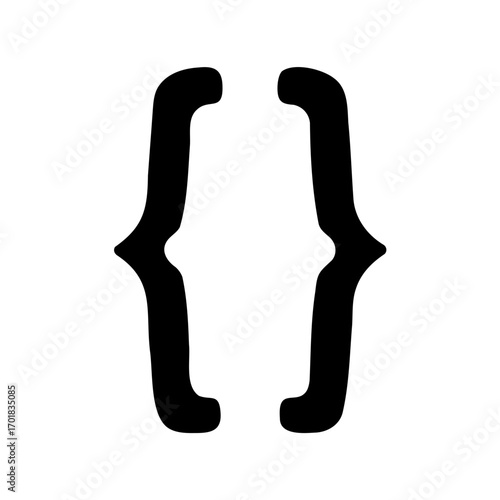 Curly Braces A Pair of Ornate Black Brackets on White Background