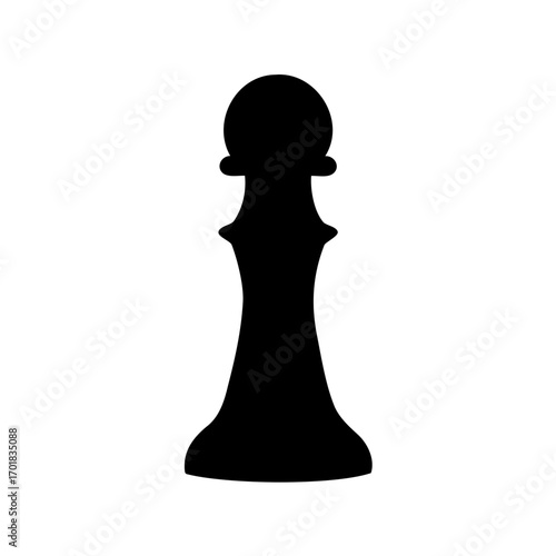 Simple black and white illustration of a pawn chess piece silhouette isolated