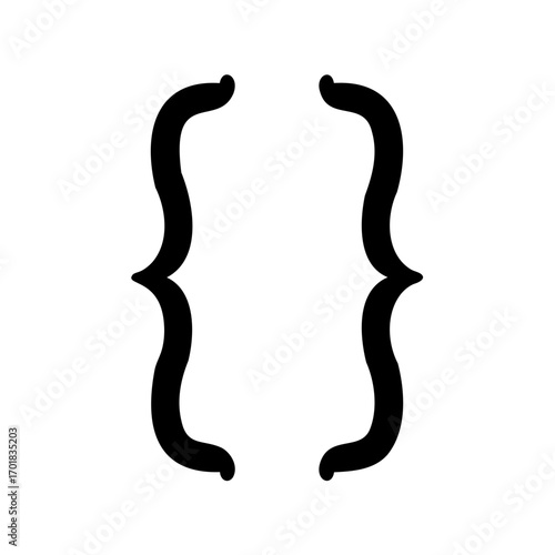 Black curly brackets punctuation mark isolated on the white background element