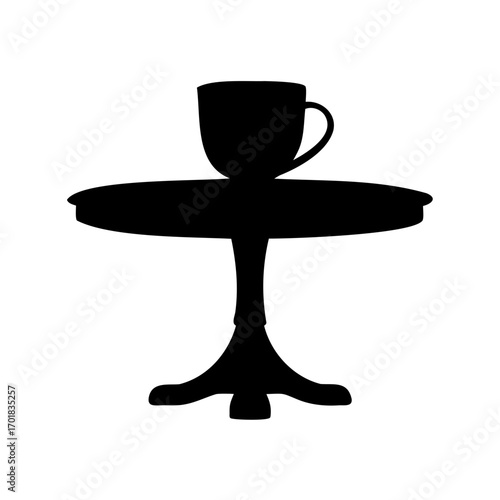 Silhouette of a cup on a table, minimalistic and classic black design