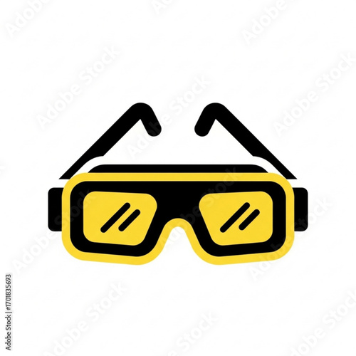 Vector art of yellow 3d glasses icon