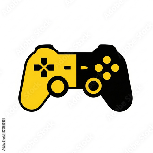 Vector art of yellow and black video game controller