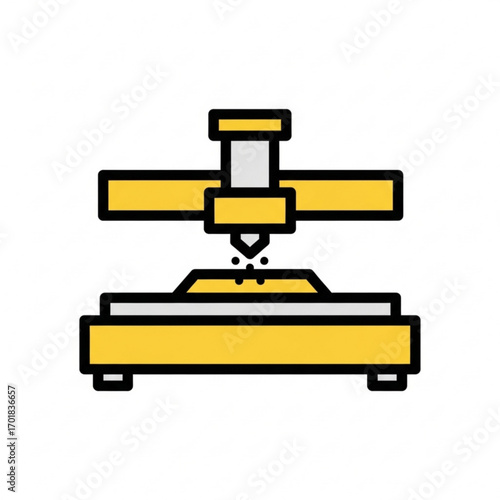 Vector art of cnc machine engraving on a surface