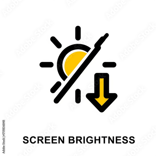 Vector art of screen brightness down icon