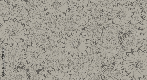 Seamless Floral Pattern With Abstract Chrysanthemum Style Flowers