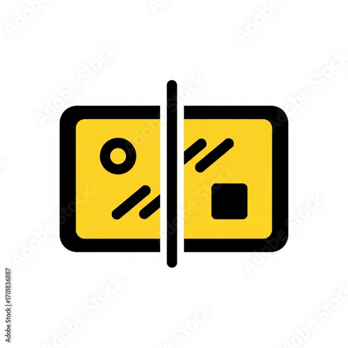 Vector art of yellow rectangle divided by a black line