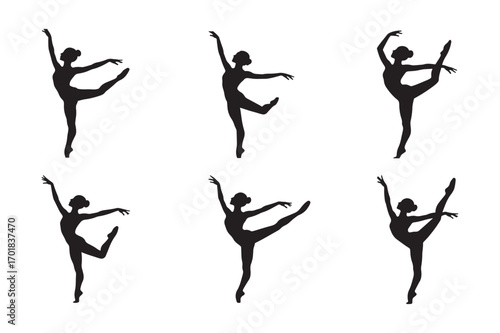 set of  women dancer silhouette