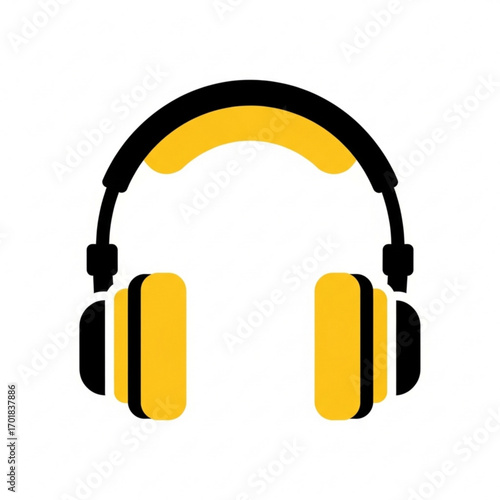 Vector art of yellow and black headphones